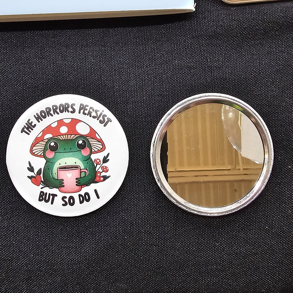 Beautiful Beacons The Horrors Persist Frog Compact Mirror With Case